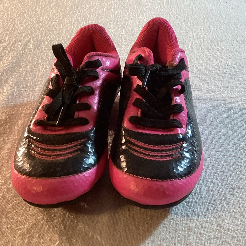 Stylish Pink and Black Kids Soccer Cleats